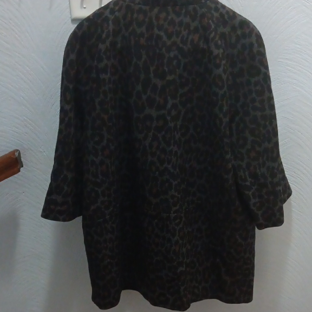 Coach Women's Black and Brown Animal Print Pea Coat - Picture 8 of 15